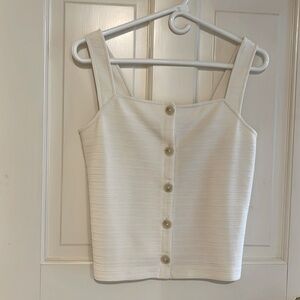 JCREW IVORY BUTTON FRONT THICK STRAP KNIT CAMI XS NWOT